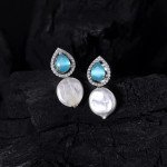 Firozi Color American Diamond Earrings