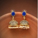 Blue Color Oxidised Earrings