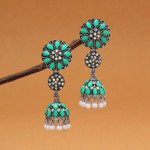 Parrot Green Color Oxidised Earrings