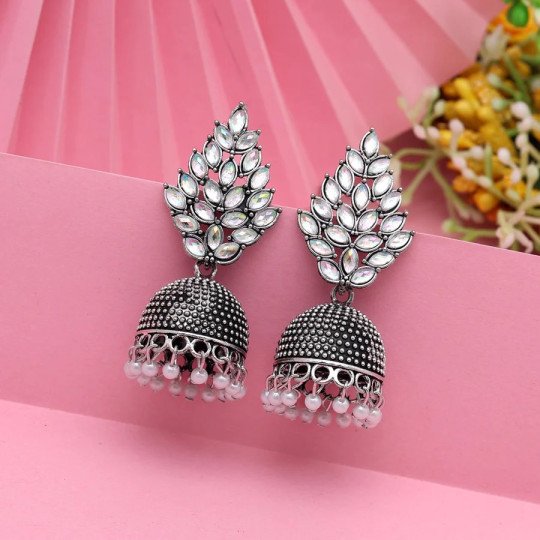 Silver Color Oxidised Earrings
