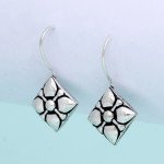 Square Shape Oxidized Silver-Plated Stud Brass Earrings