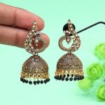 Black Color Peacock Inspired Mint Meena Earrings