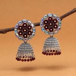Red Color Peacock Inspired Mint Meena Earrings