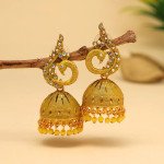 Yellow Color Peacock Inspired Mint Meena Earrings