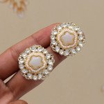 Maroon Color Kundan Stud Earrings 